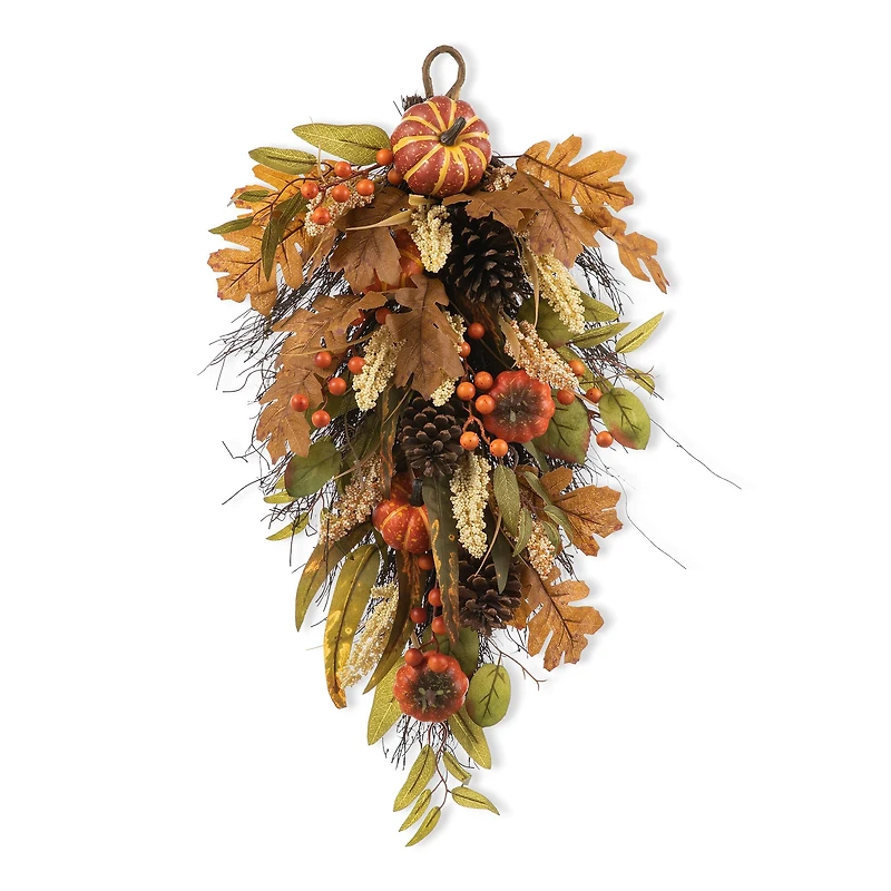 Glitzhome® 27" Fall Pumpkin Leaf Swag