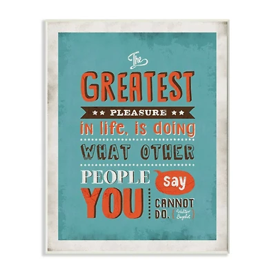 Stupell Industries The Greatest Pleasure Inspirational Vintage Comic Book Wood Wall Plaque