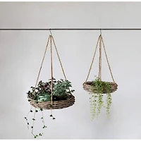 Hello Honey® Handwoven Hanging Rattan Baskets with Rope Hangers Set