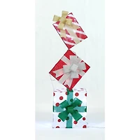 3.5ft. Stacked Gifts Tinsel Fabric Stacked Gift Box