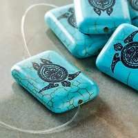Turquoise Reconstituted Stone Turtle Print Rectangle Beads, 30mm by Bead Landing™