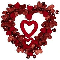 19" Red Heart Shaped Glittered Valentine's Day Wreath