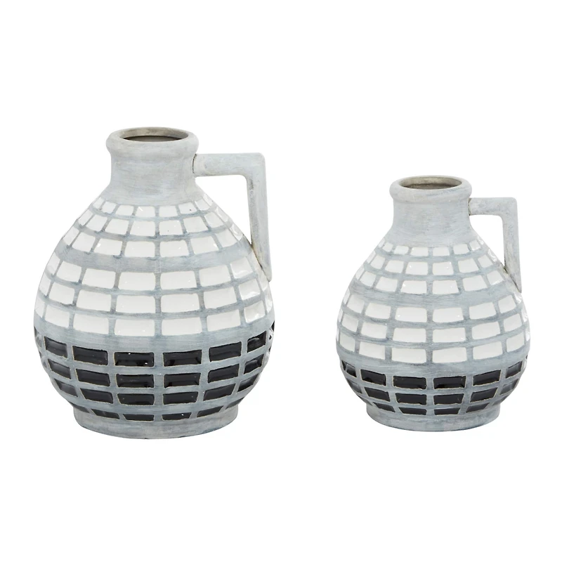 Gray Ceramic Coastal Vase Set