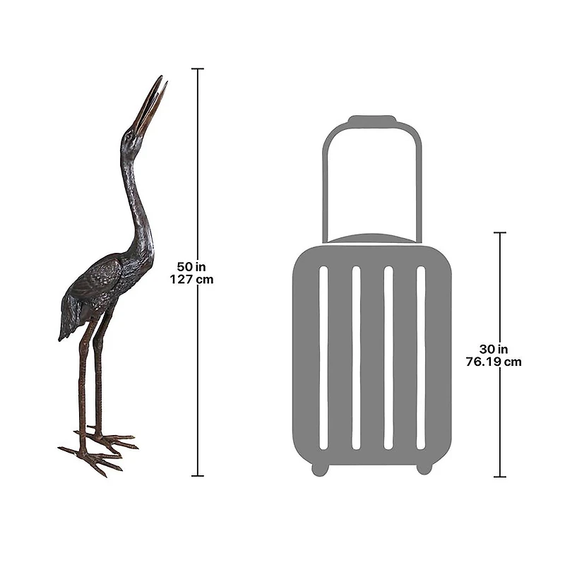 Design Toscano 50" Heron Head High Cast Bronze Garden Statue