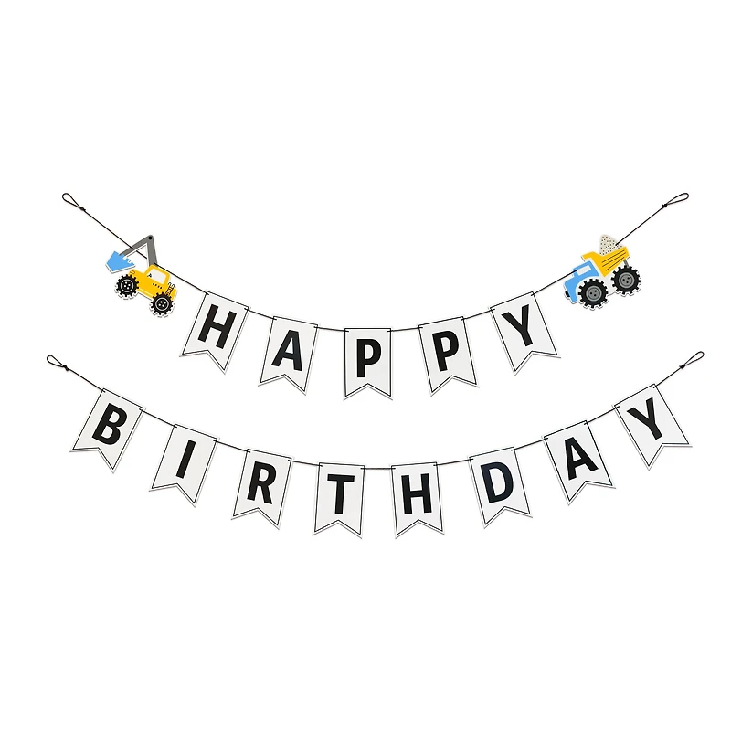 12 Pack: 5ft. White Happy Birthday Construction Banner Set by Celebrate It™