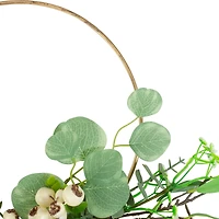 30" Green & Gold Eucalyptus Leaf & Fern Golden Ring Wreath