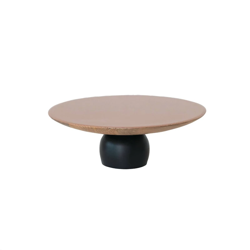 Hello Honey® 9.75" Brown & Black Enameled Mango Wood Kitchen Pedestal