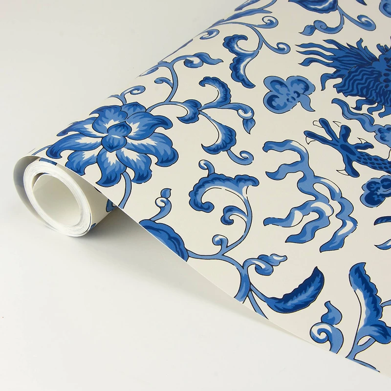 Scalamandre Indigo Chien Dragon Peel & Stick Wallpaper