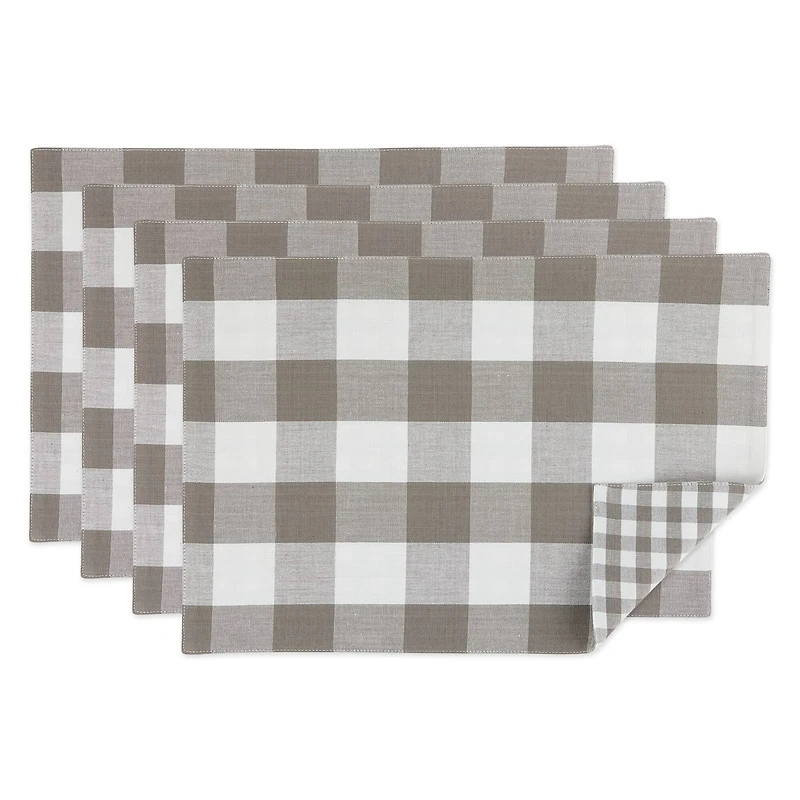 DII® Reversible Gingham & Buffalo Check Placemat Set