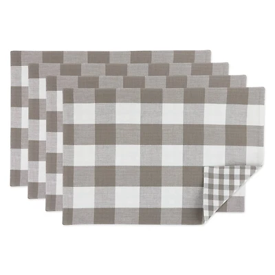 DII® Reversible Gingham & Buffalo Check Placemat Set
