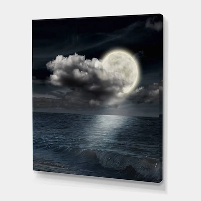Designart - Full Moon In Cloudy Night Sky VI