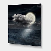Designart - Full Moon In Cloudy Night Sky VI
