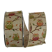 JAM Paper 2.5" x 20yd. Faux Linen Wired Owl Ribbon