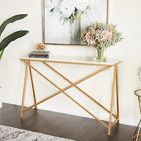 White Iron Contemporary Console Table, 31" x 47" x 14"