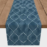 72" Blue Ogee Pattern Cotton Twill Runner