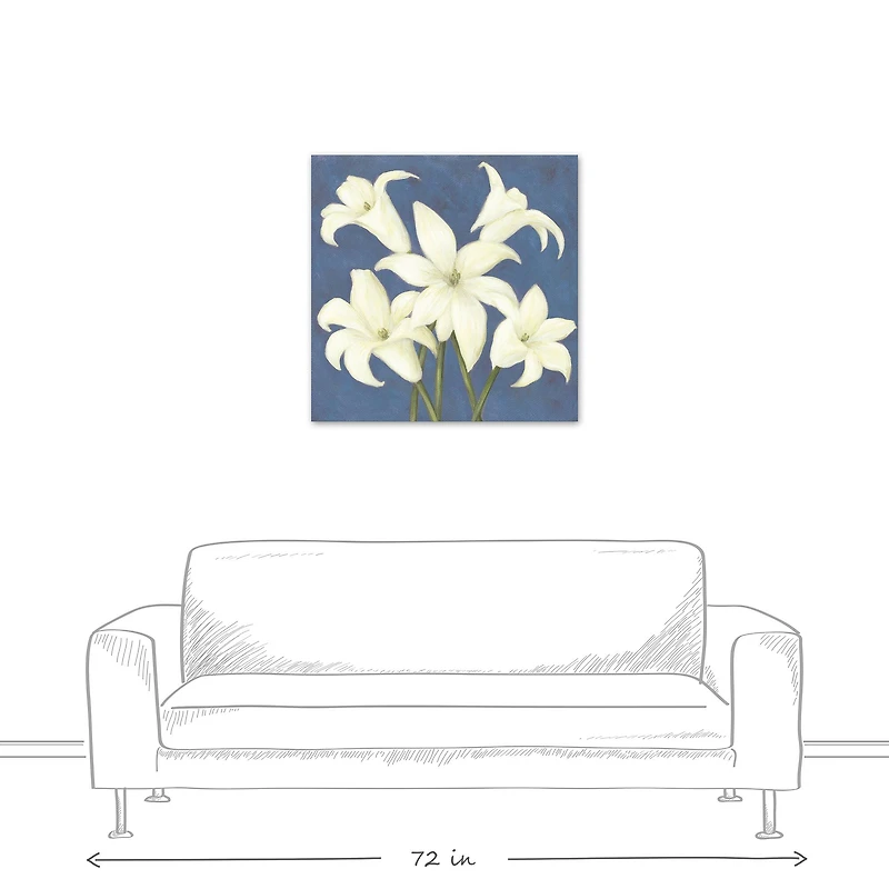 Lilies on Blue Canvas Wall Art