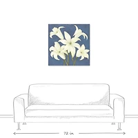 Lilies on Blue Canvas Wall Art