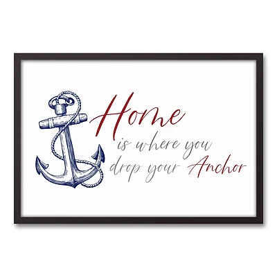 Home is Where You Anchor Nautical Black Framed Canvas