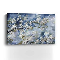 Cherry Blossoms Branch Blue And White Landscape Canvas Giclee