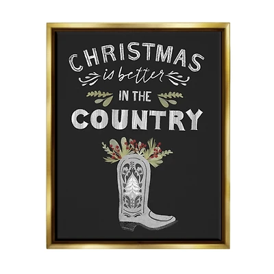 Stupell Industries Christmas Better In Country Phrase Framed Floater Canvas Wall Art