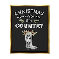 Stupell Industries Christmas Better In Country Phrase Framed Floater Canvas Wall Art