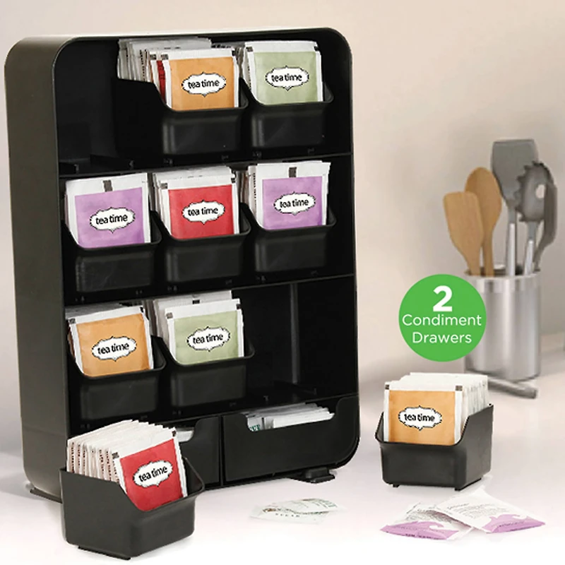 Mind Reader Black Tea Bag holder and Condiment Organizer