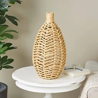 17" Brown Seagrass Handmade Woven Vase