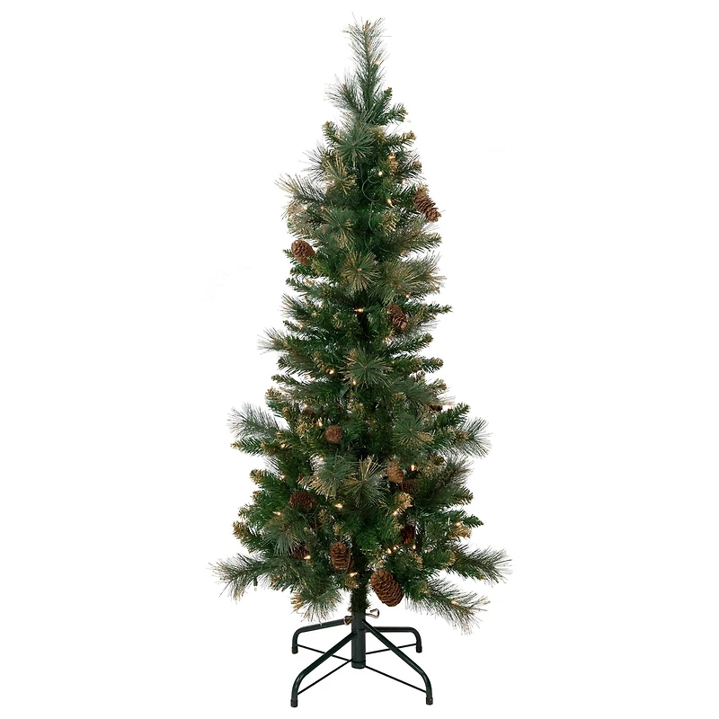 4.5ft. Pre-Lit Yorkshire Pine Pencil Artificial Christmas Tree, Clear Lights