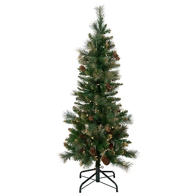 4.5ft. Pre-Lit Yorkshire Pine Pencil Artificial Christmas Tree, Clear Lights