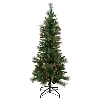 4.5ft. Pre-Lit Yorkshire Pine Pencil Artificial Christmas Tree, Clear Lights