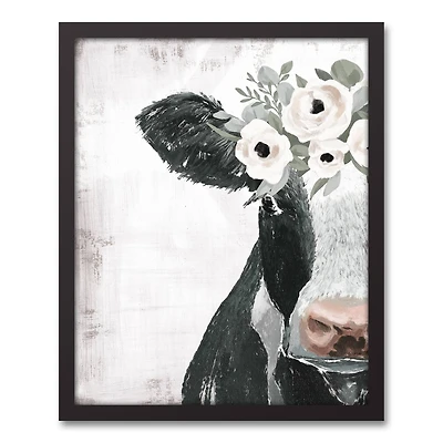 Chippy Farm Cow Black Framed Canvas