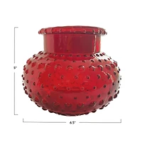 Hello Honey® 5" Red Round Glass Hobnail Vase