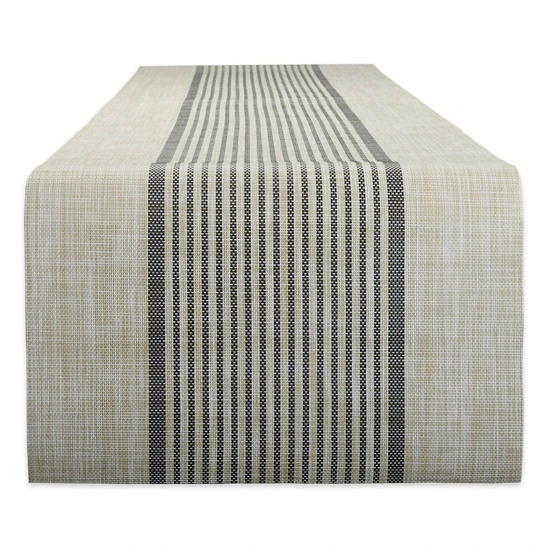 DII® 72" Black Stripe PVC Woven Table Runner