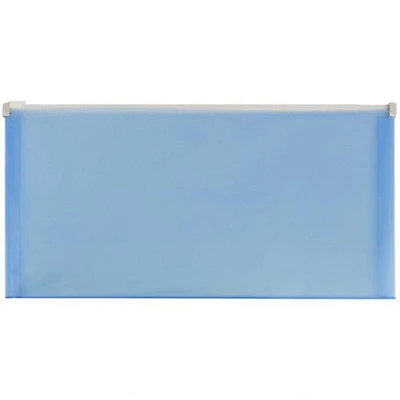JAM Paper 5.25" x 10" Blue Plastic Zip Closure Envelopes, 108ct.