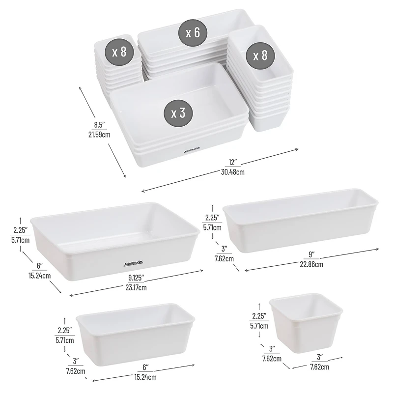 Mind Reader 25-Piece Drawer Organizer Set, Storage Trays
