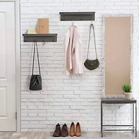 NEX™ 16" Rustic Gray Modern Wall-Mounted 4-Hook Coat Racks, 2ct.