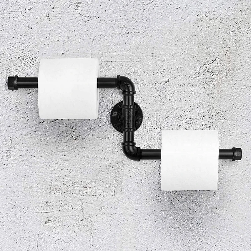 Black Iron Industrial Rustic Pipe Toilet Paper Holder