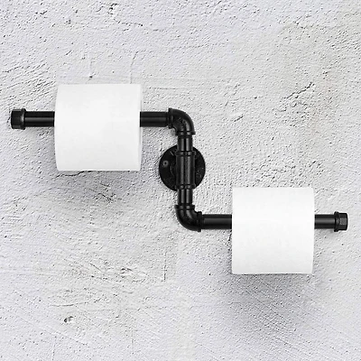 Black Iron Industrial Rustic Pipe Toilet Paper Holder