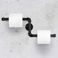 Black Iron Industrial Rustic Pipe Toilet Paper Holder