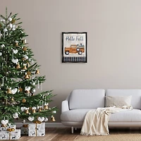 Stupell Industries Hello Fall Plaid Pumpkin Truck Framed Floater Canvas Wall Art