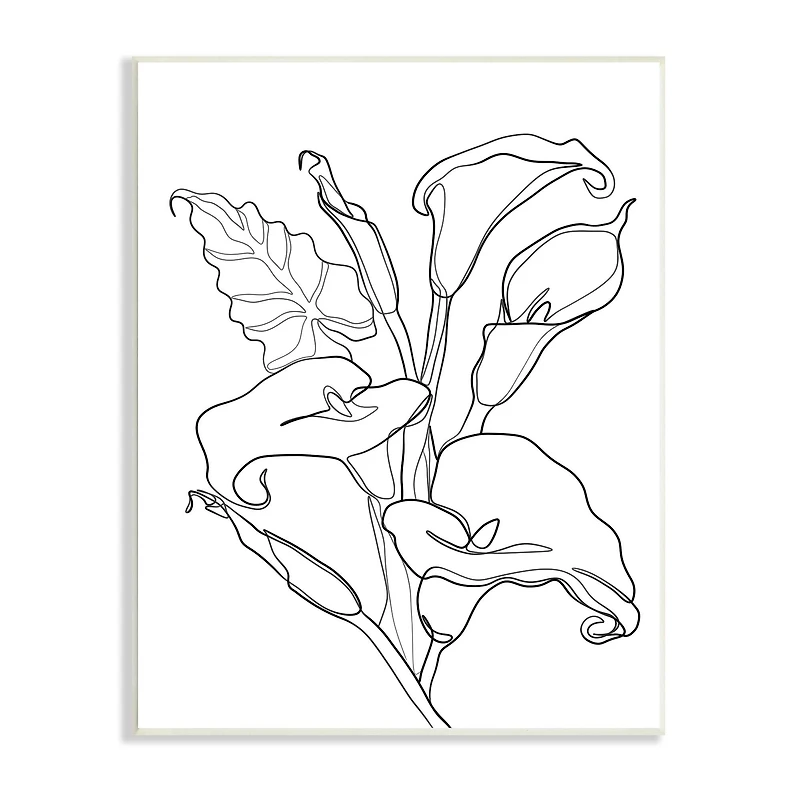 Stupell Industries Calla Lily Floral Stem Modern Minimal Line Drawing Wall Plaque