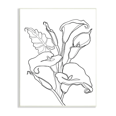 Stupell Industries Calla Lily Floral Stem Modern Minimal Line Drawing Wall Plaque
