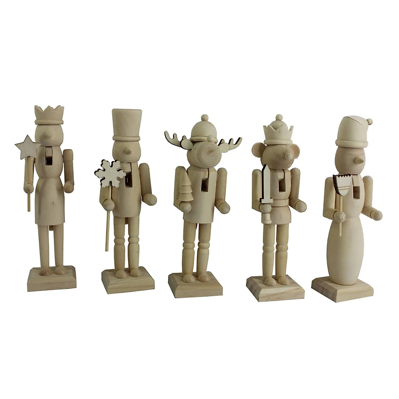 6" Whimsical 5 Piece DIY Pinewood Nutcracker Set by Make Market®