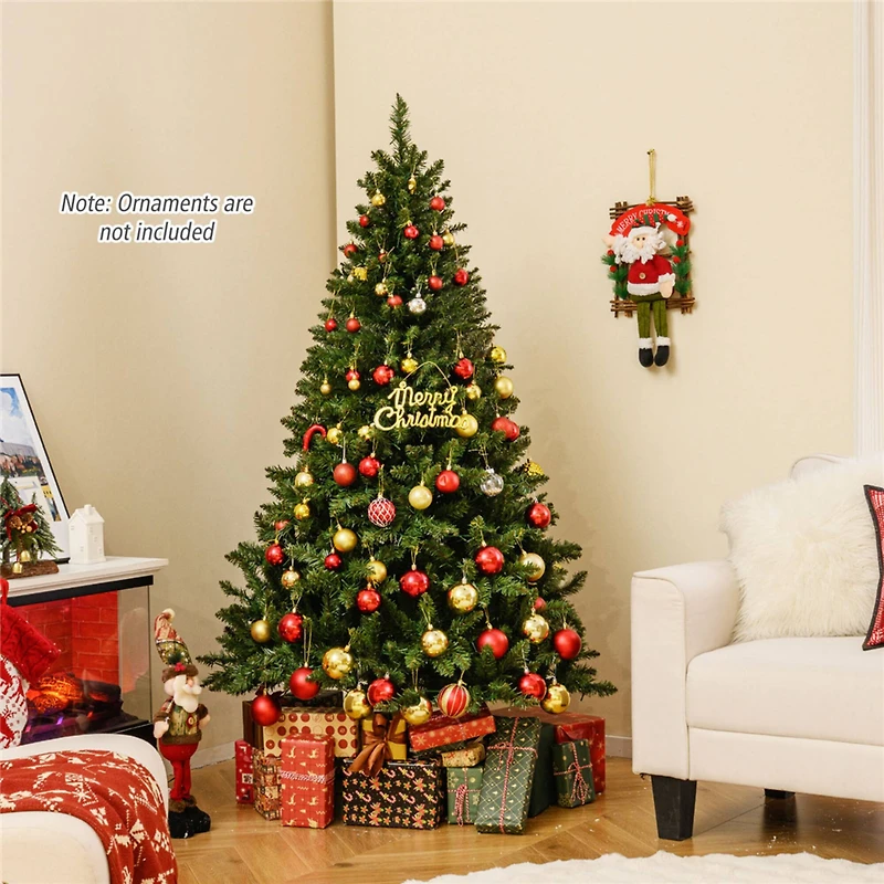 Costway 6ft. Pre-Lit Hinged Artificial Christmas Tree, Warm White LED Lights