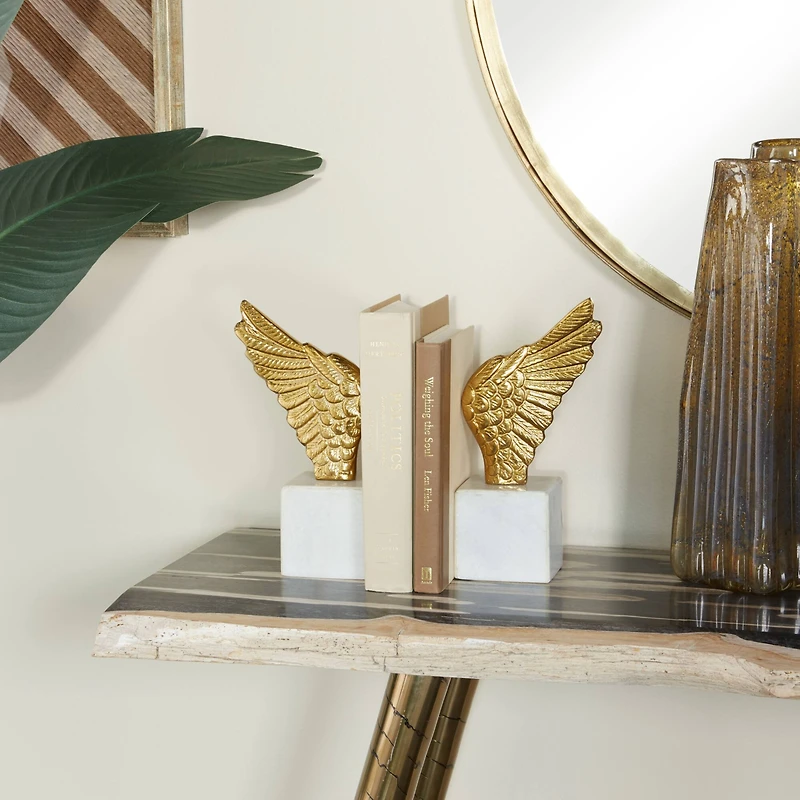10" Angel Wing Aluminum Bookend Set