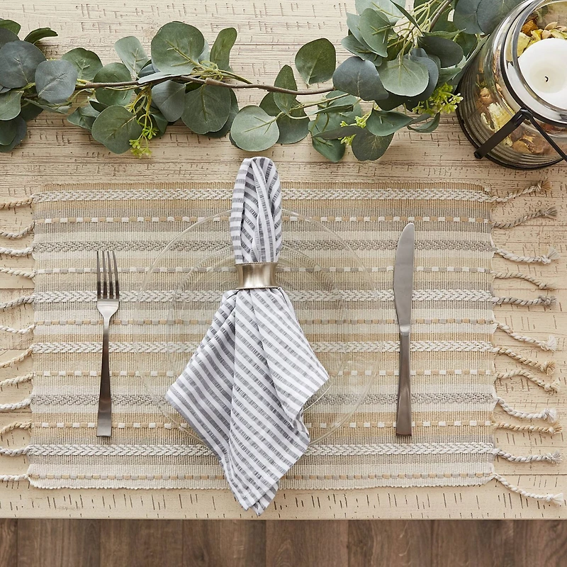 DII® Natural Tonal Stripe with Fringe Placemats, 6ct.
