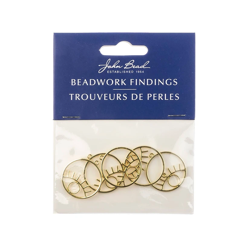 John Bead Beadwork Findings Gold Circle with Eye Pendant, 5ct.