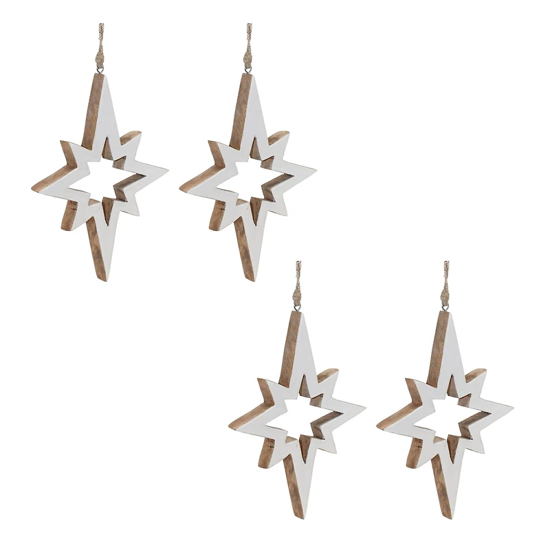 10" Wood Star Cut-Out Ornaments, 4ct.