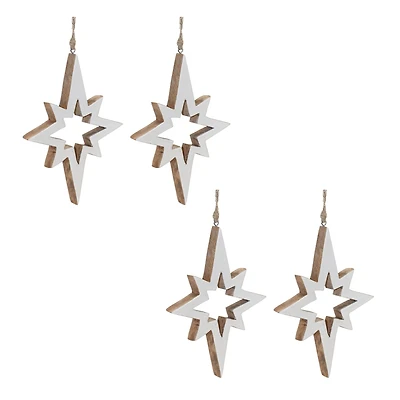 10" Wood Star Cut-Out Ornaments, 4ct.