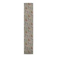 90" Gray Tree & Globe Pattern Cotton Twill Runner